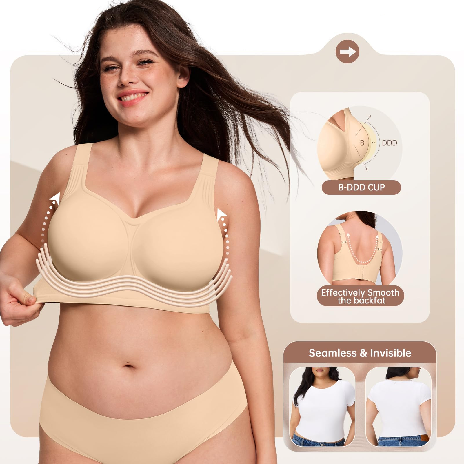 Plus Size Wireless Bra for Wom - Full Coverage Bra 评论和价格