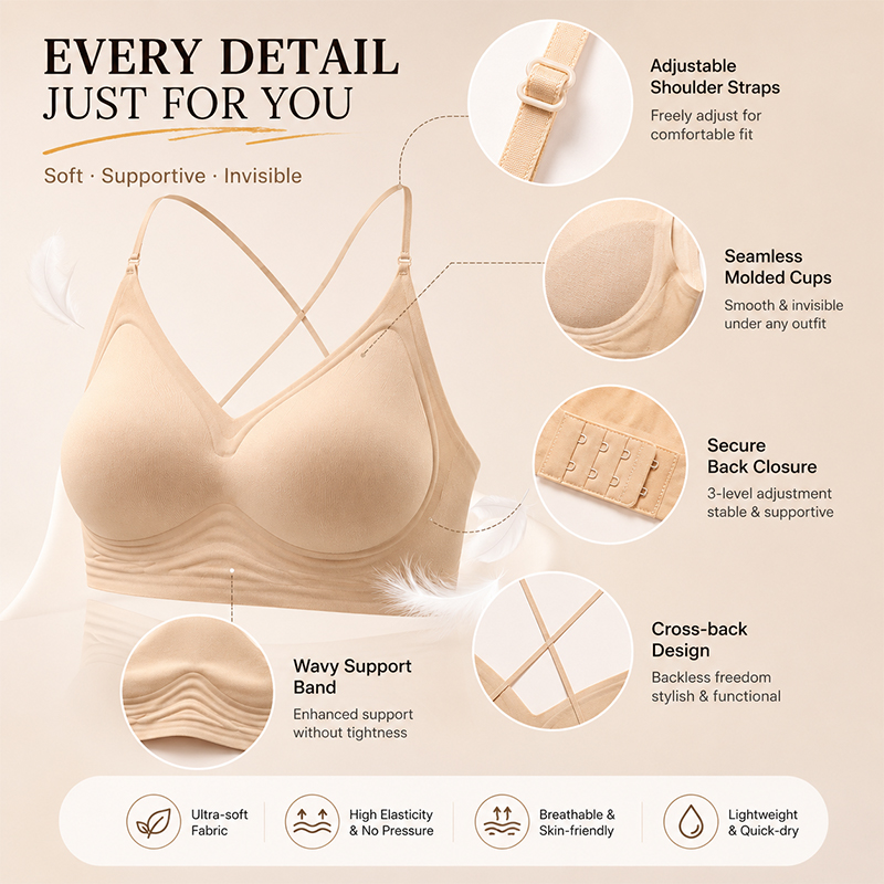 FINETOO Seamless Wave Support  - Sleep Bra Bralette 评论和价格