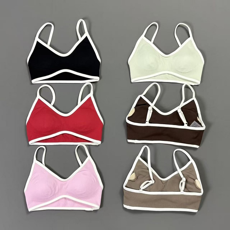 Women Contrastline Yoga Bra V  - Sports Bra Racerback 评论和价格