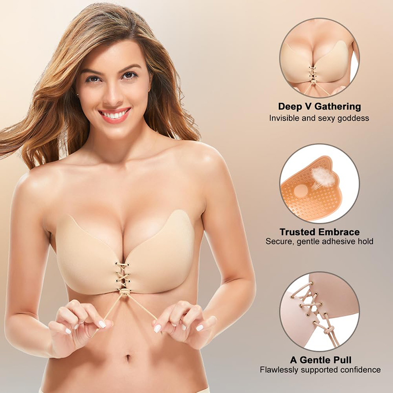1/2 Pairs Women Summer Backles - Plunge Bra Push Up 评论和价格