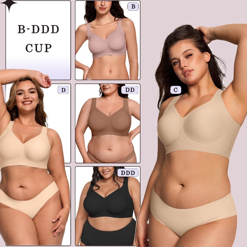 Plus Size Wireless Jelly Bra W - Plunge Bra Push Up 评论和价格